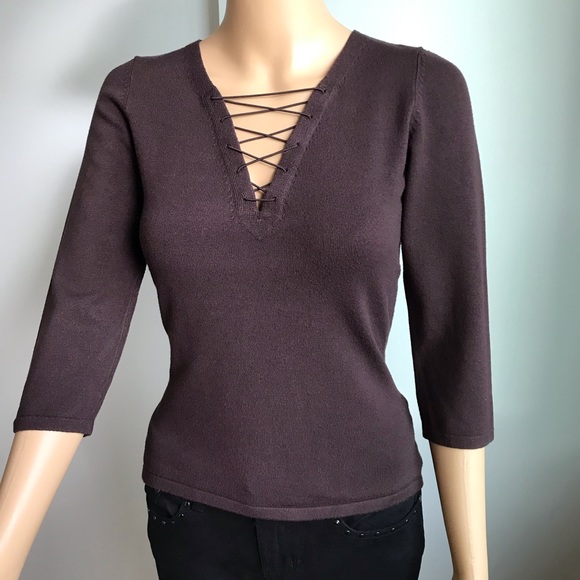 Express Sweaters - ♻️Reposted Express V neck sweater blouse size XS in chocolate brown color